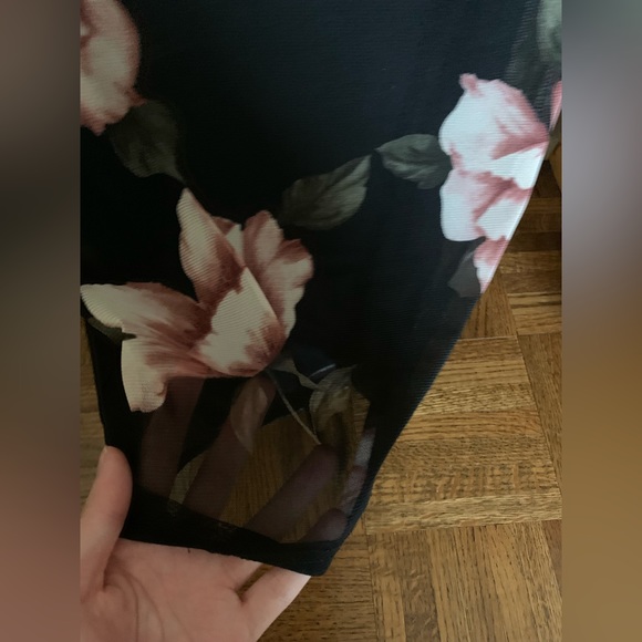 Guess Black Off the Shoulder Mesh Floral Dress Mini XS - Picture 6 of 7